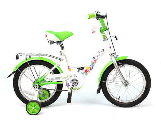 Велосипед 16 Flora GT7884 2-х колесный пер/зад тормоз багажник зеленый