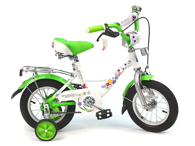 Велосипед 12 Flora GT7880 2-х колесный пер/зад тормоз багажник зеленый