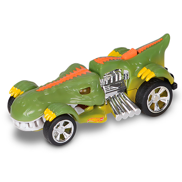 Машинка Hot Wheels со светом и звуком динозавр зеленая 13,5 см