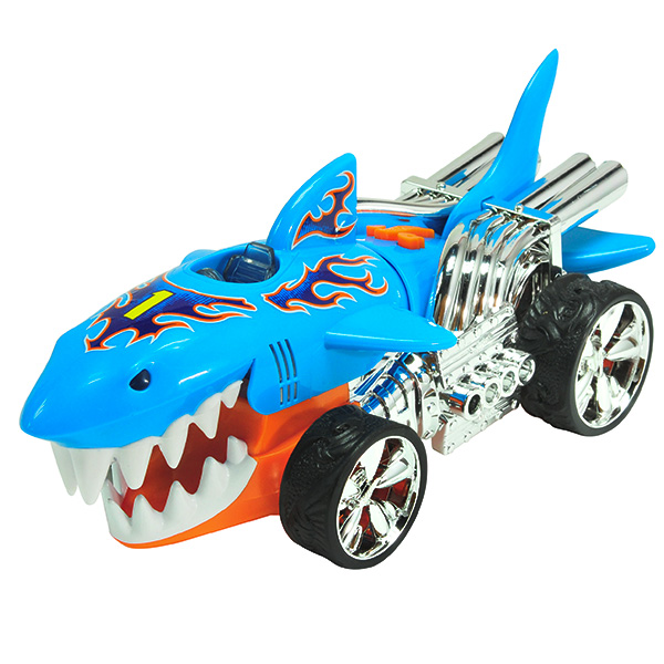 Машинка Hot Wheels со светом и звуком  электромеханическая акула голубая 23 см